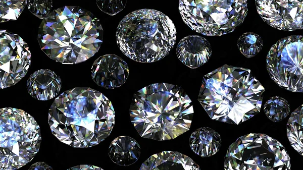 Набір круглих алмазів на чорному тлі — стокове фото