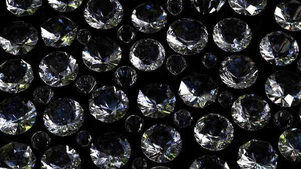 Conjunto de diamante redondo sobre fundo preto — Fotografia de Stock