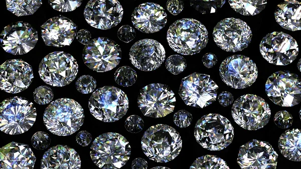 Zestaw okrągłych diamentów na czarnym tle — Zdjęcie stockowe