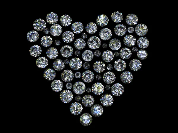 Кругла алмазна форма серця на — стокове фото