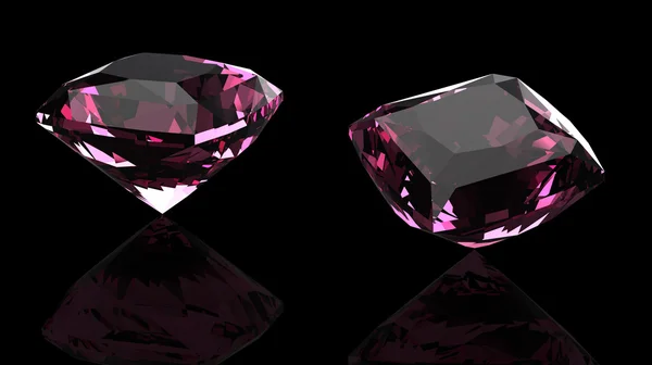 Pedras preciosas de rubi isoladas sobre fundo preto. Pedra preciosa — Fotografia de Stock