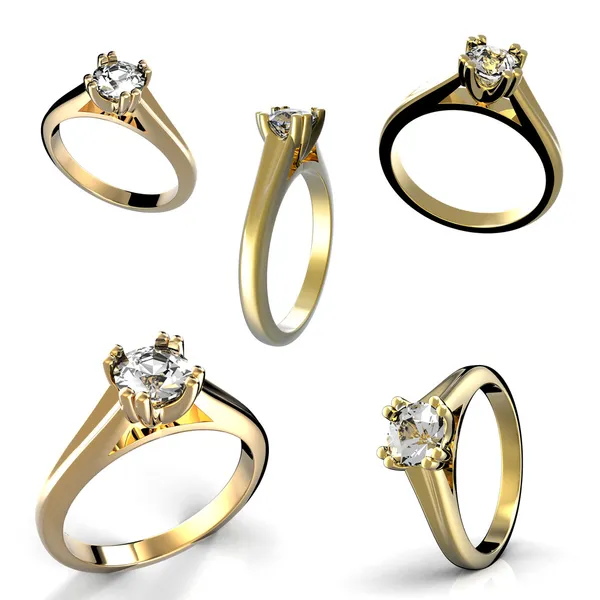 Ring met diamant geïsoleerd — Stockfoto