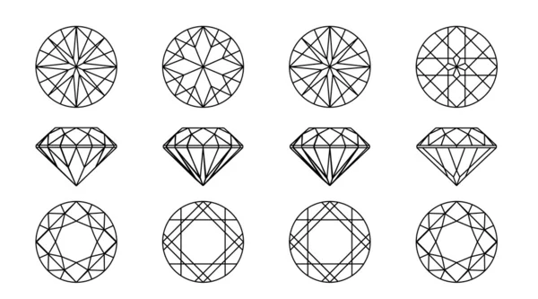 Round shapes of a gemstone. Wireframe — Stock Vector