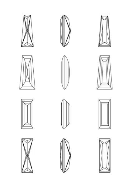 Vektor illustration bagette former av en ädelsten. wireframe — Stock vektor