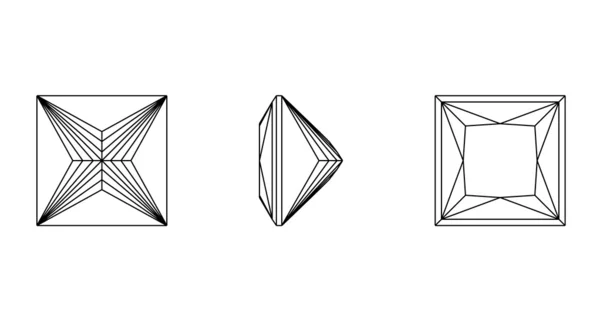 Forme quadrate di una gemma. Wireframe — Vettoriale Stock