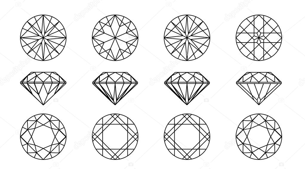 Round shapes of a gemstone. Wireframe