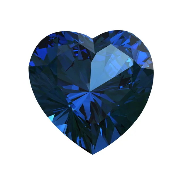 Kamień kształt serca na biały background.sapphire — Zdjęcie stockowe
