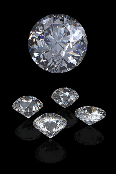 3d Round brilliant cut diamond perspective — Stock Photo, Image