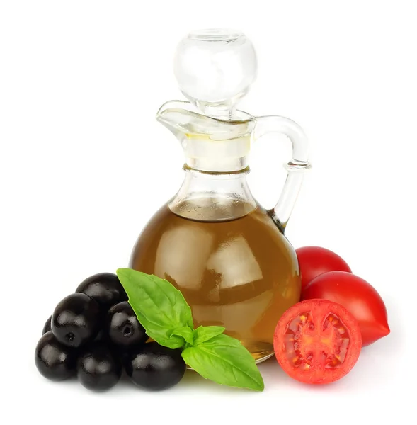 Olive oil with vegetables — Stock Photo, Image