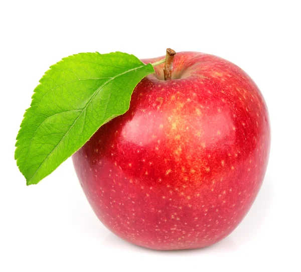 Süßer Apfel mit Blättern — Stockfoto