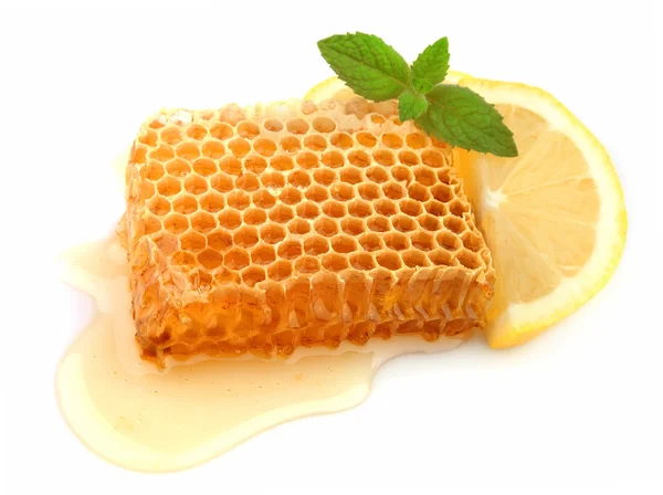 Honey honeycombs with lemon — Stock Photo, Image