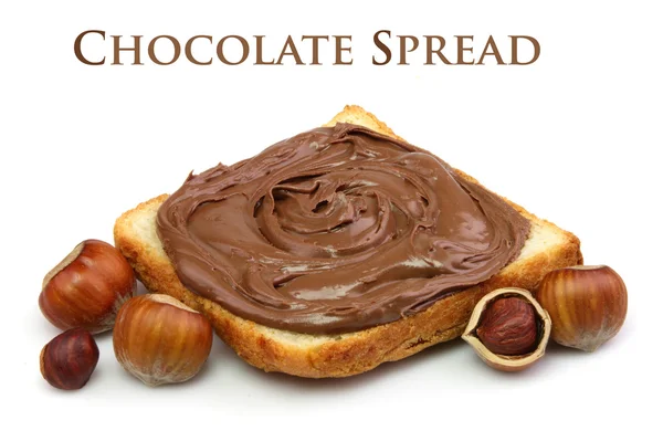 Chocolate spread and filbert nuts — Stock Photo, Image