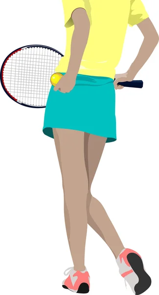 Silhueta de tenista mulher. Ilustração vetorial colorida para — Vetor de Stock