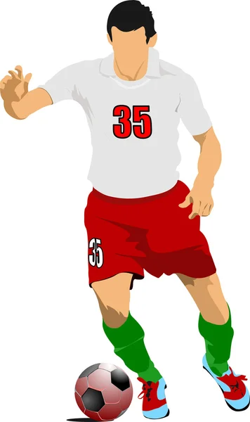 Jugador de fútbol. Ilustración vectorial coloreada para diseñador — Vector de stock
