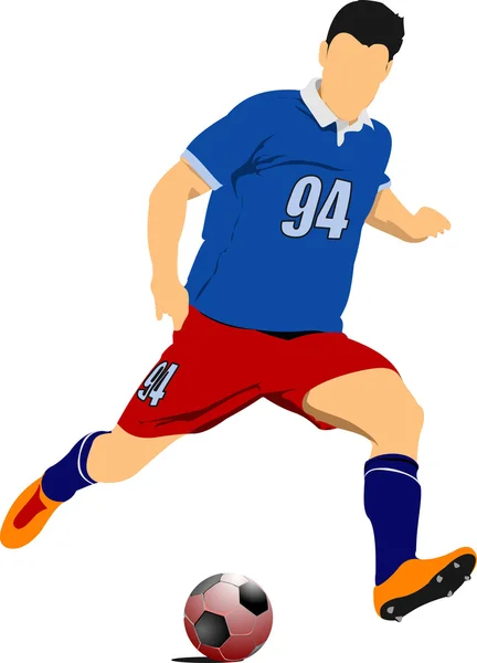 Futbol futbol oyuncusu. tasarımcı için renkli vektör çizim — Stok Vektör