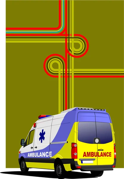 Copertina per depliant o modello cartella ufficio con furgone ambulanza — Vettoriale Stock