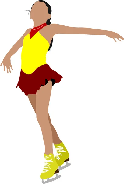 Figura patinação silhuetas coloridas. Ilustração vetorial — Vetor de Stock