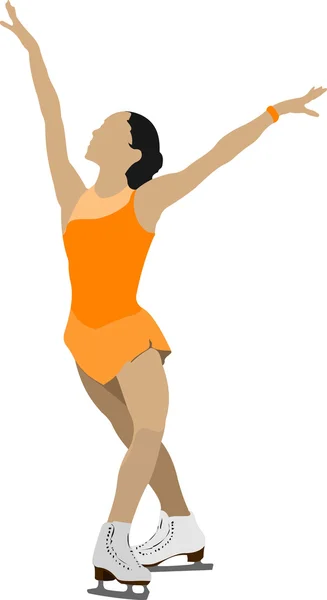 Mulher Figura patinação silhueta colorida. Ilustração vetorial —  Vetores de Stock