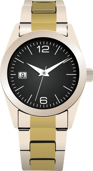 Ilustracja wektorowa klasyczny zegarek ze stali na białym tle na biały deseń — Wektor stockowy