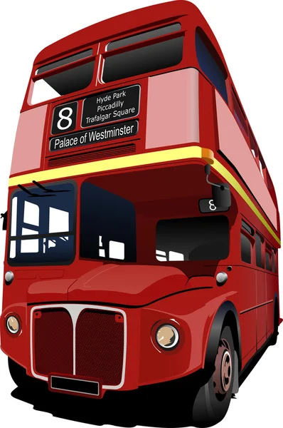 Londyński podwójny czerwony autobus Decker. Ilustracja wektora — Wektor stockowy