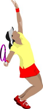 Tenis oyuncusu. Tasarımcılar için Renkli Vektör illüstrasyonu