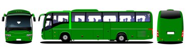 City bus. Tourist coach. Frontal, rear, side view. Vector illust clipart