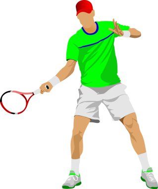 Tenis oyuncusu. Tasarımcılar için Renkli Vektör illüstrasyonu