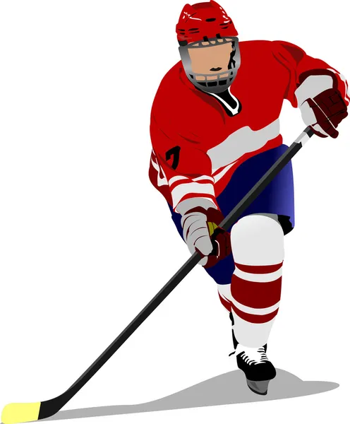 Jugador de hockey sobre hielo. Ilustración vectorial coloreada para diseñadores — Archivo Imágenes Vectoriales