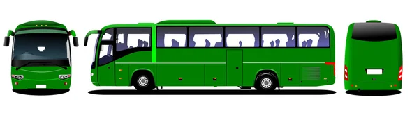 Stadtbus. Reisebus. Frontal-, Rück-, Seitenansicht. Vektorunlust — Stockvektor