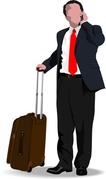 Affärsman med resväska. vektor illustration — Stock vektor