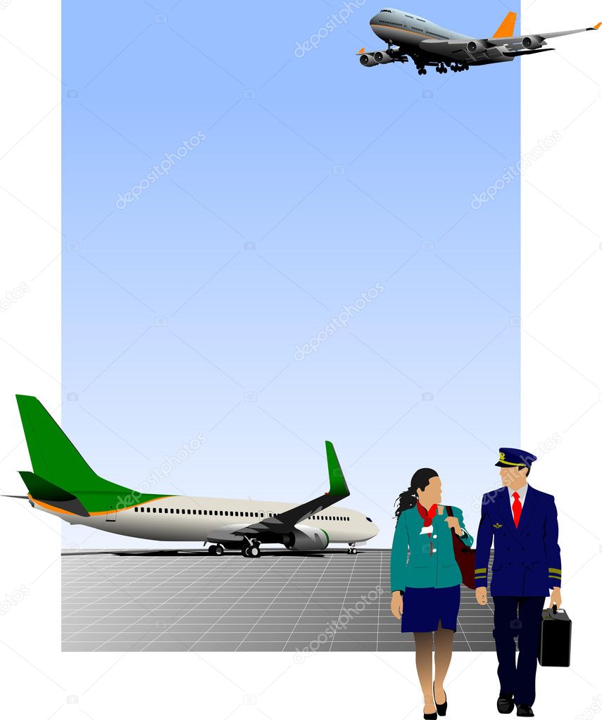 Airport scene. Vector illustration for designers