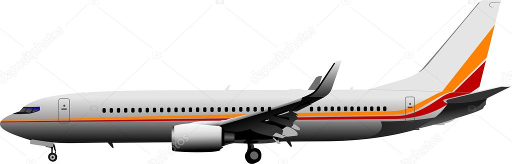 Passenger Airplane on the air. Vector illustration