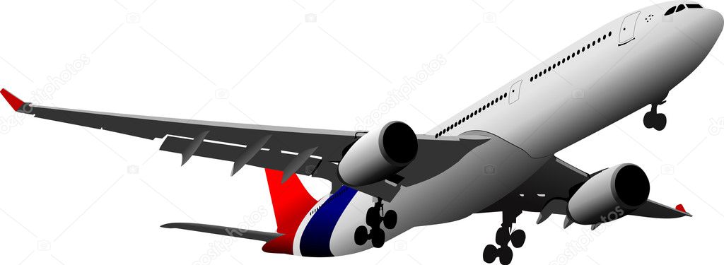 Passenger Airplane on the air. Vector illustration