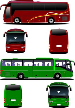 Two city buses. Tourist coach. Vector illustration for designers clipart