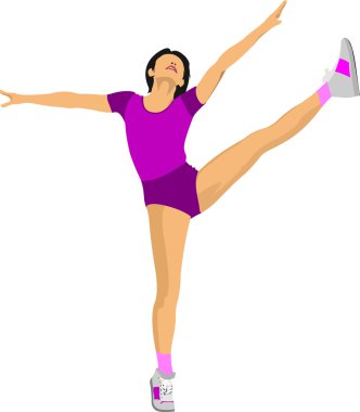 Woman practicing Yoga exercises. Vector Illustration of girl in clipart