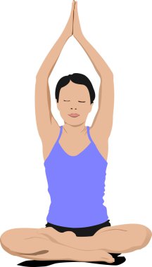 yoga egzersizleri pratik bir kadın. Kız pos vektör çizim
