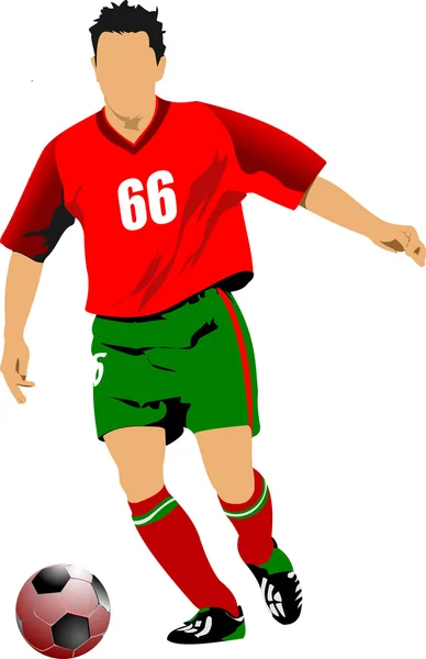 Fotboll fotbollsspelare. färgad vektor illustration för designer — Stock vektor