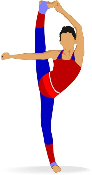 Mulher praticando Yoga excercise. Ilustração vetorial da menina em —  Vetores de Stock