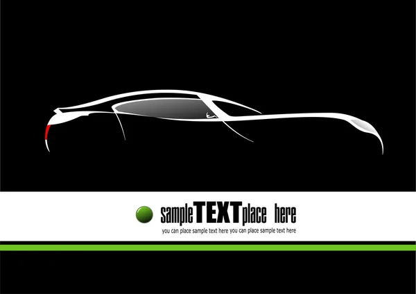 Weiße Silhouette des Autos auf schwarzem Hintergrund. Vektorillustration — Stockvektor