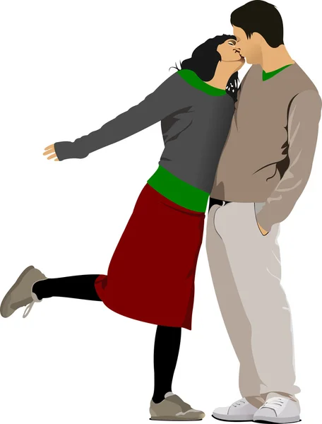 Embrasser Couple illustration vectorielle — Image vectorielle