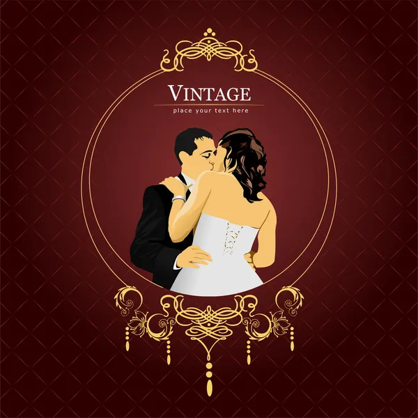 Convite cartão vintage. Casamento ou Dia dos Namorados. Vector illu — Vetor de Stock