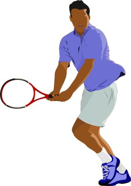 Tenis oyuncusu. Tasarımcılar için Renkli Vektör illüstrasyonu
