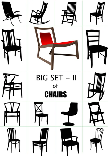 Grande conjunto de silhuetas cadeira em casa. Ilustração vetorial — Vetor de Stock