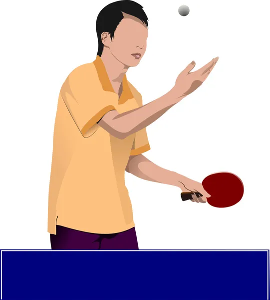 Ping pong speler vector silhouet — Stockvector