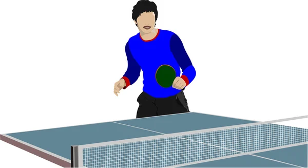 Ping-pong játékos vektor sziluett — Stock Vector