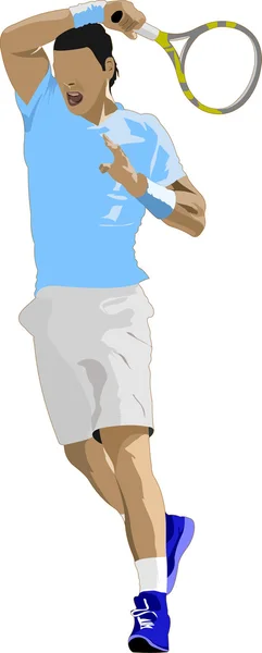 Jugador de tenis. Ilustración vectorial coloreada para diseñadores — Vector de stock