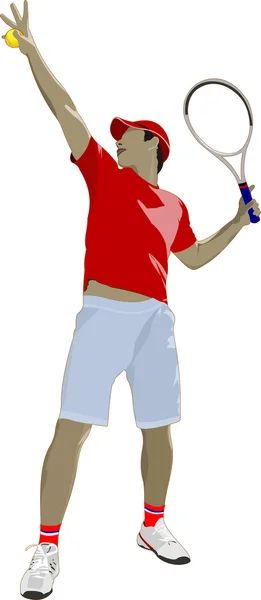 Παίκτης τένις. Χρωματιστή διανυσματική απεικόνιση για σχεδιαστές — Διανυσματικό Αρχείο