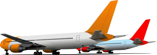Airplane on the airfield. Vector illustration — Stock Vector