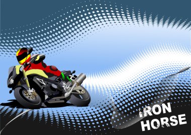 Abstract background with motorcycle image. Iron horse. Vector i clipart