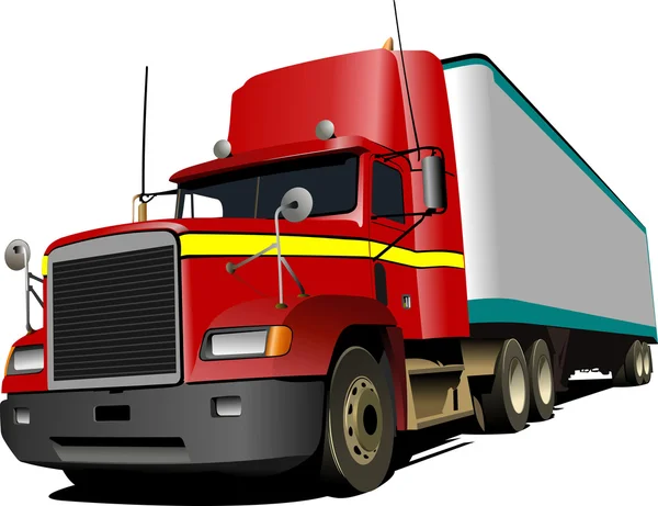 Ilustração vetorial do caminhão vermelho. Camião — Vetor de Stock